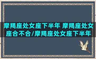 摩羯座处女座下半年 摩羯座处女座合不合/摩羯座处女座下半年 摩羯座处女座合不合-我的网站